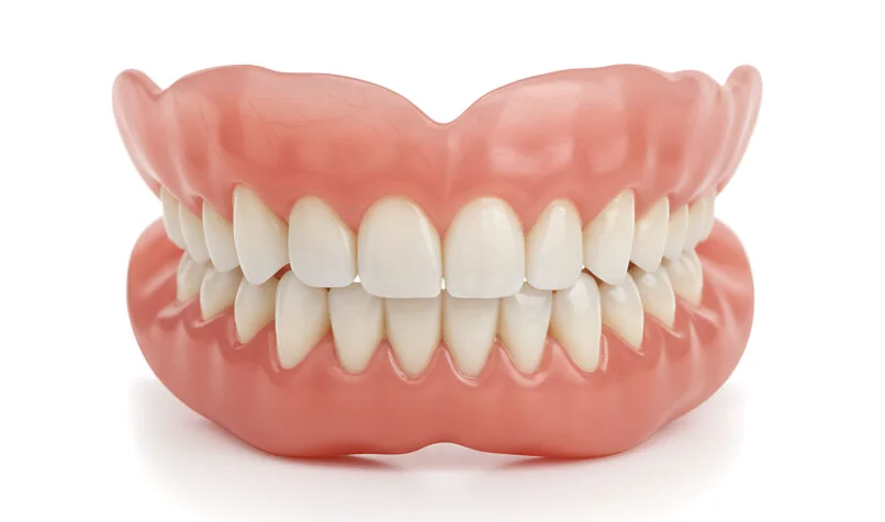 Full set of upper and lower dentures